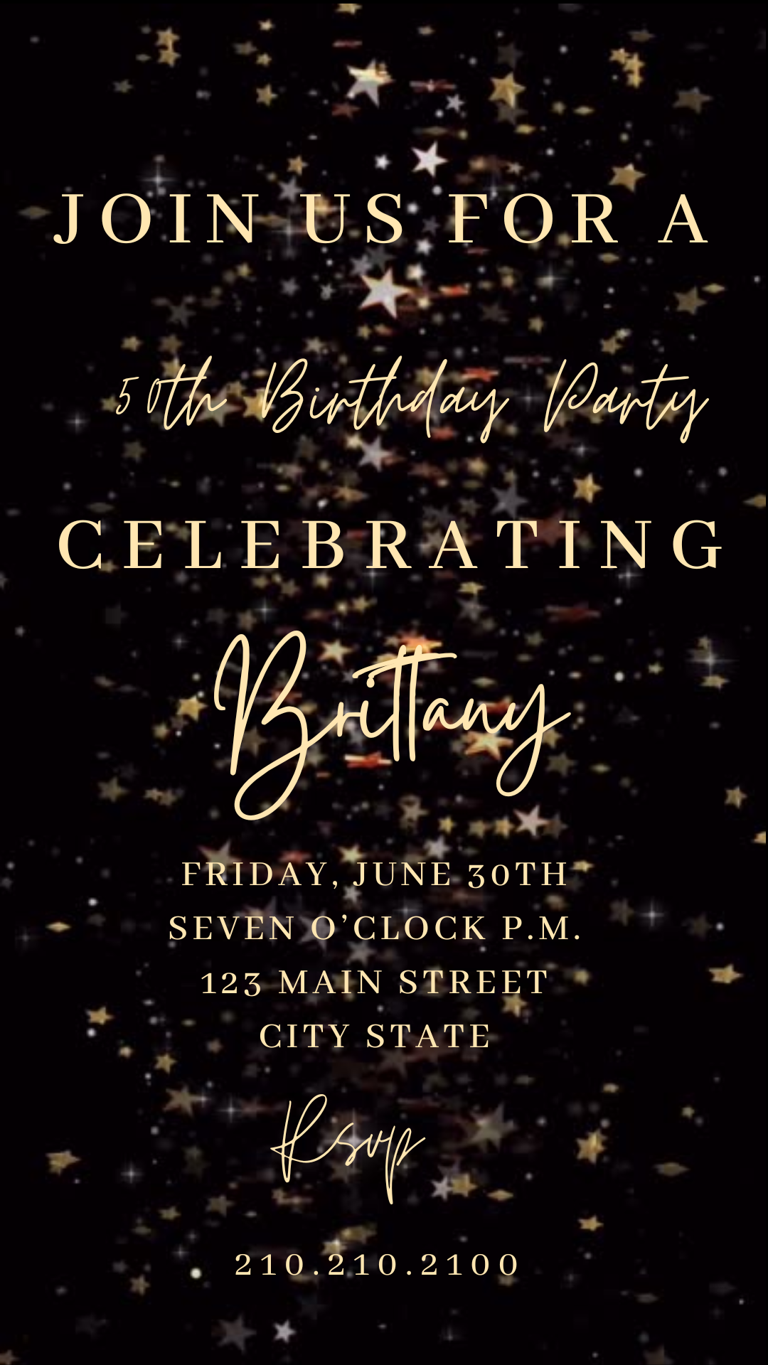 Black Gold Starry Glam Video Invitation Download