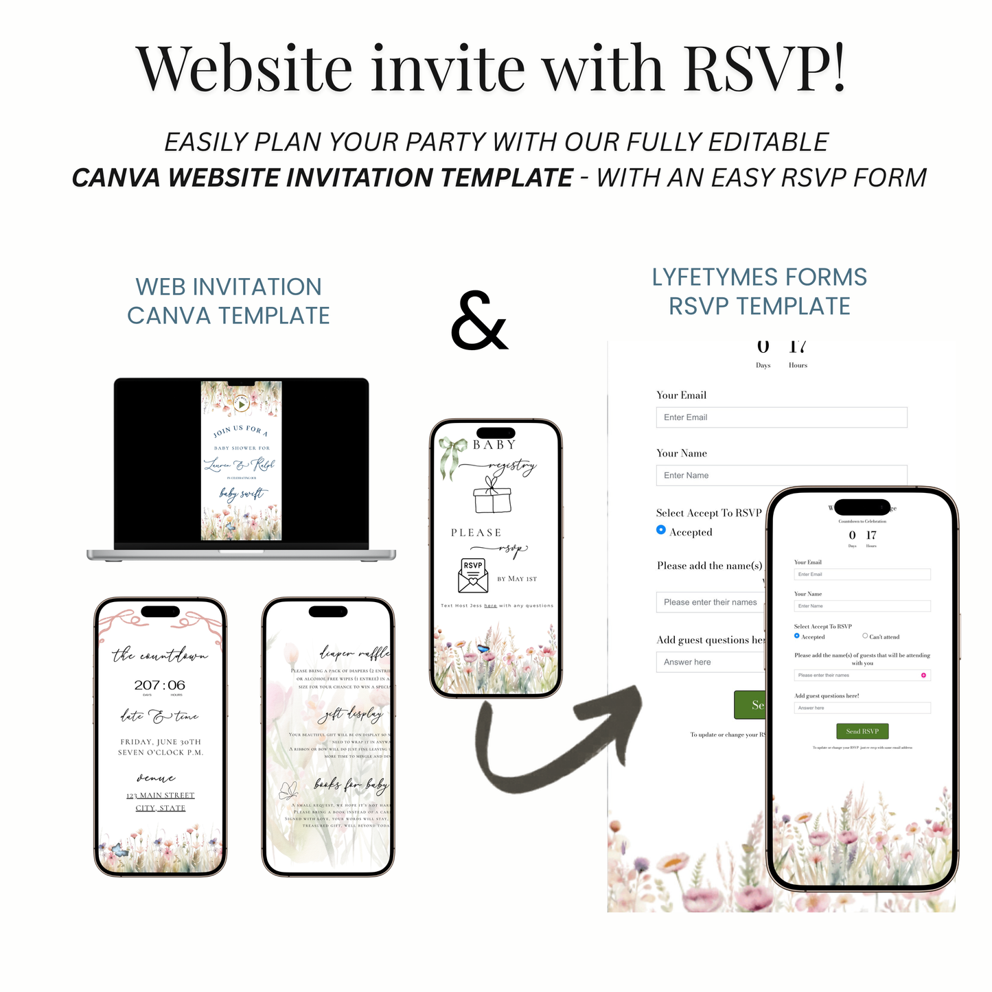 Wildflowers Baby Shower Invite Website with RSVP