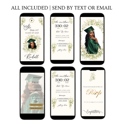 2026 Graduation Website Invitation | Canva Website RSVP Template with Music | Spring Floral for her