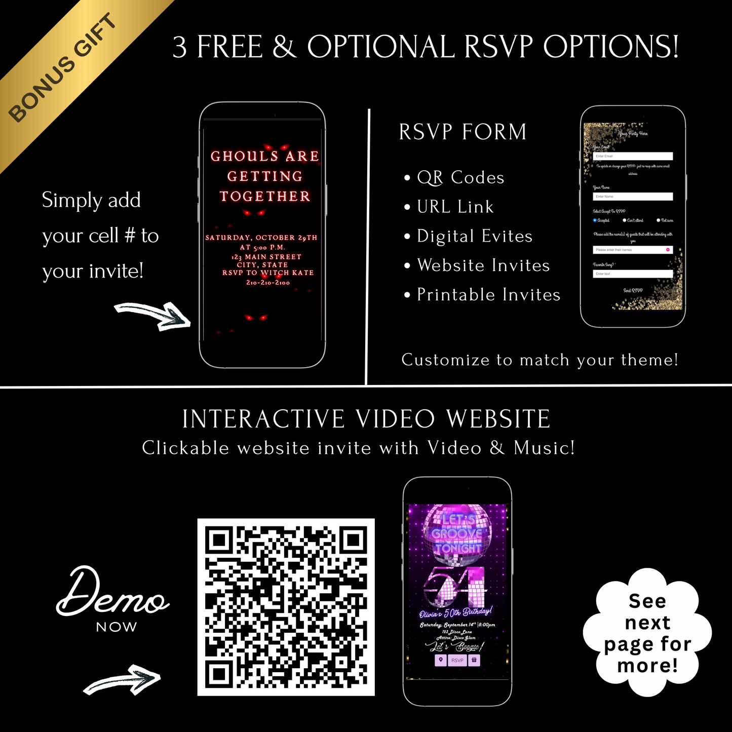 Halloween-Videoeinladung, animierte mobile Einladung mit bösem Blick