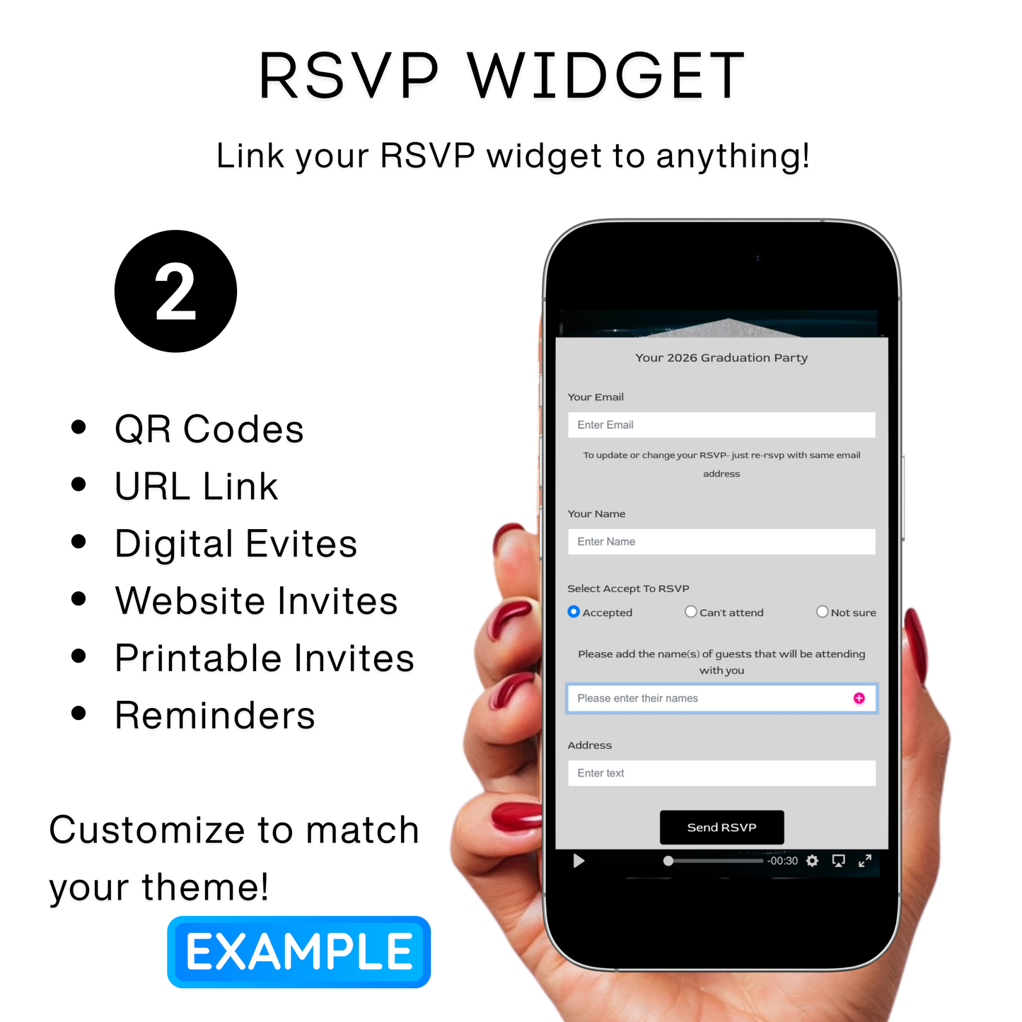 Graduation Party Video Invitation | Class of 2026 Royal Blue and Silver Invite for Him | Editable Online RSVP Evite Canva Template