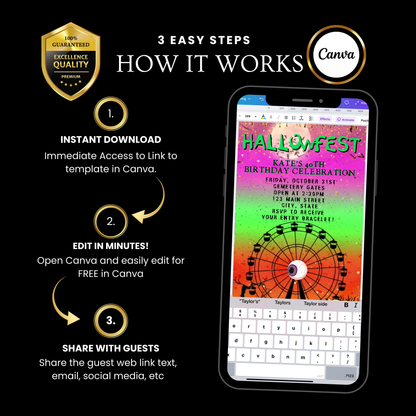 Halloween Video Invitation, Hallow Festival Animated Invite, Editable Halloween Party Mobile Evite