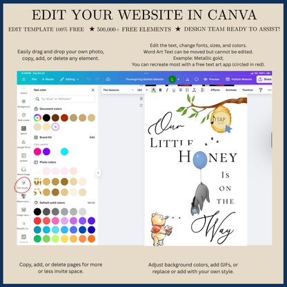 Winnie the Pooh Baby Shower Invite Website with RSVP