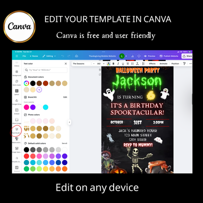 Halloween Video Invitation, Kids Halloween Animated Invite, Editable Halloween Party Mobile Evite