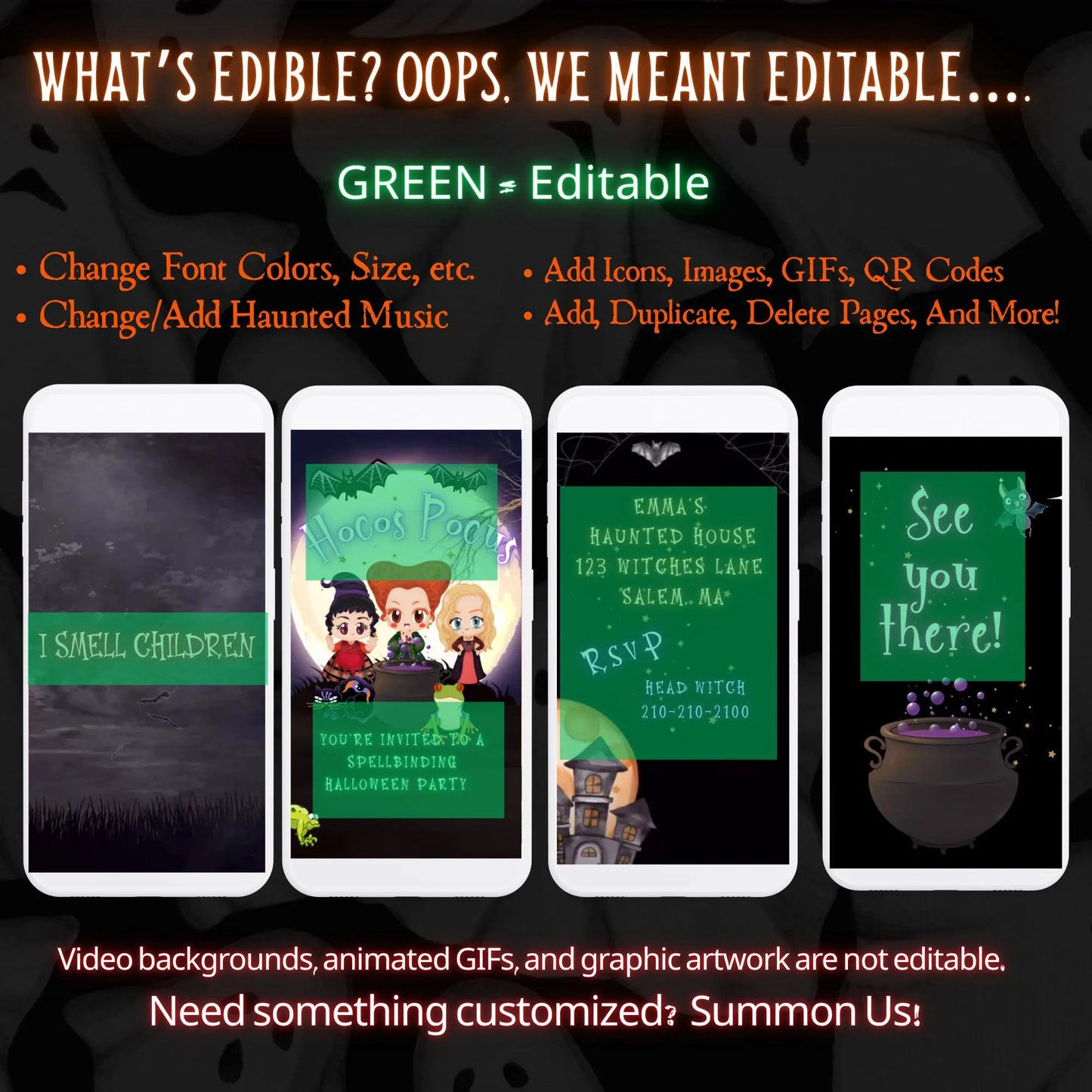 Halloween-Videoeinladung | Animierte digitale Halloween-Einladung | Bearbeitbare Canva-Einladungsvorlage