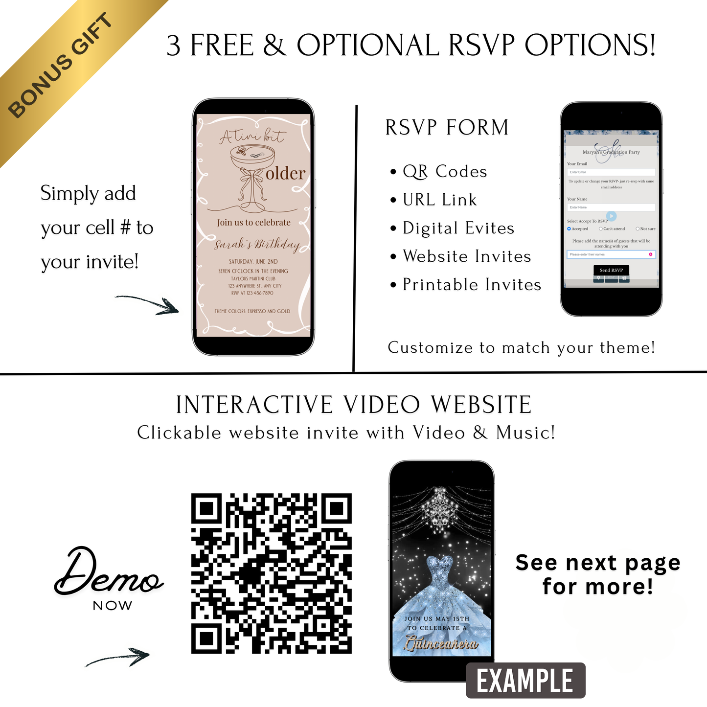 Martini Birthday Video Invitation | Animated A Tini Bit Older Digital Evite | Editable Canva Invite Template