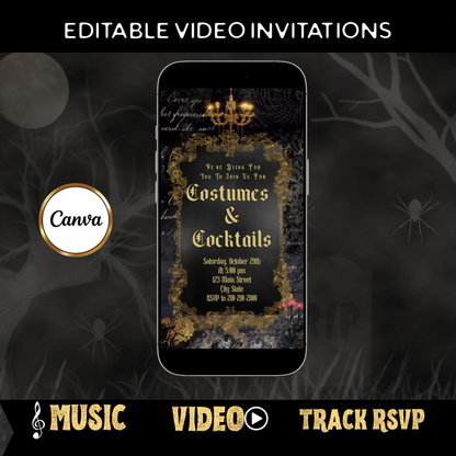 Halloween-Videoeinladung, Einladung zu Gothic-Cocktails und Kostümen