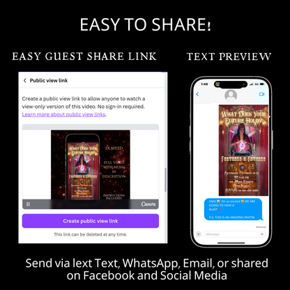 Halloween Video Invitation, Tarot Fortune Teller Animated Invite, Editable Halloween Party Mobile Evite
