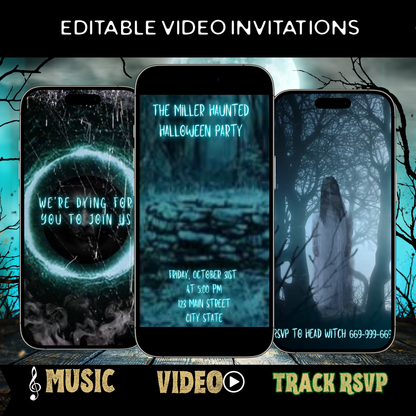 Halloween Video Invitation | Animated Halloween Digital Evite | Editable Canva Invite Template