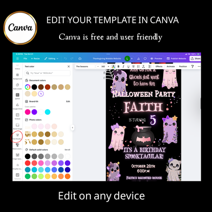 Halloween Video Invitation | Pink Ghost Animated Editable Halloween Party Mobile Evite