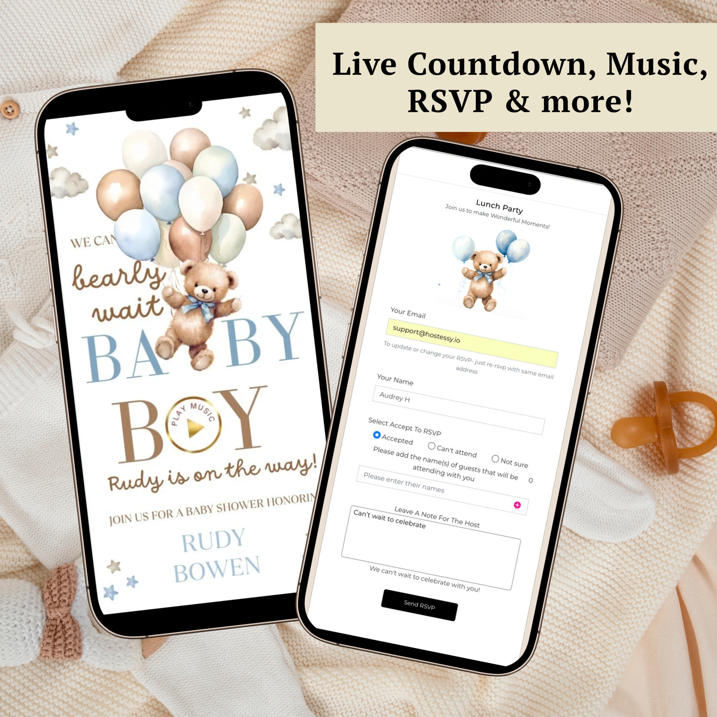 Bearly Wait Baby Shower Baby Shower Website Invite | Webpage with Music and RSVP | Baby Shower Canva Website Template