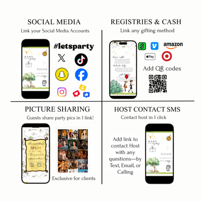 Classic Winnie the Pooh Baby Shower Invite Website with Music and RSVP | Pooh Bear Baby Shower Interactive SMS RSVP