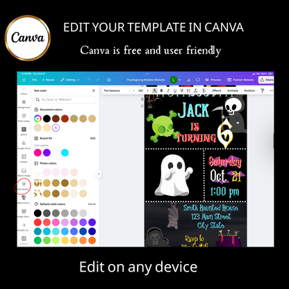 Halloween Video Invitation | Animated Halloween Digital Evite | Editable Canva Invite Template