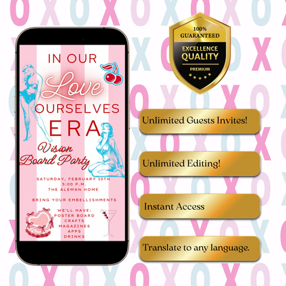 In my Love Era Valentines Party Video Invitation | Editable Canva Evite Template