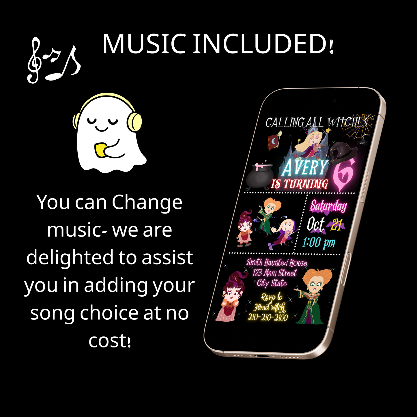 Halloween Video Invitation | Hocus Pocus Animated Halloween Digital Evite | Editable Canva Invite Template