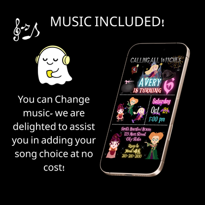 Halloween Video Invitation | Hocus Pocus Animated Halloween Digital Evite | Editable Canva Invite Template