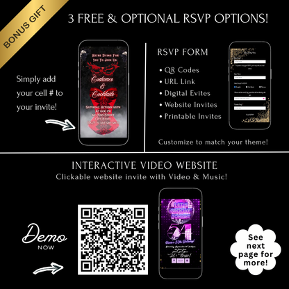 Halloween Video Invitation, Sexy Masquerade Animated Invite, Editable Halloween Party Mobile Evite
