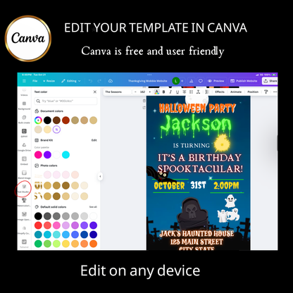 Halloween Video Invitation | Animated Halloween Digital Evite | Editable Canva Invite Template