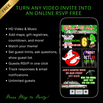 Halloween Video Invitation | Animated Halloween Digital Evite | Editable Canva Invite Template