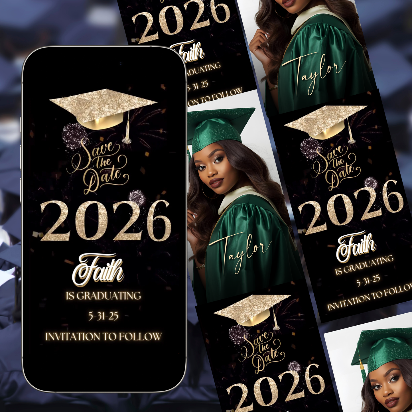 2026 Graduation Party Video Invitation | Digital Graduation Invite | Editable Online RSVP Evite Canva Template