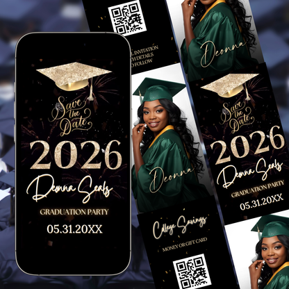 Graduation Party Video Invitation | Digital Graduation Invite | Editable Online Canva Template