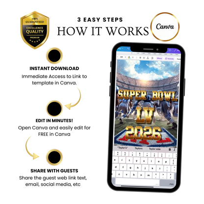 Super Bowl Video Invitation | Super Bowl LV Party Digital Evite | Football Canva Template