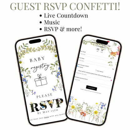 Wildflowers Baby Shower Invite Website with RSVP