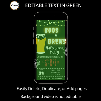 Halloween Video Invitation | Animated Halloween Digital Evite | Editable Canva Invite Template