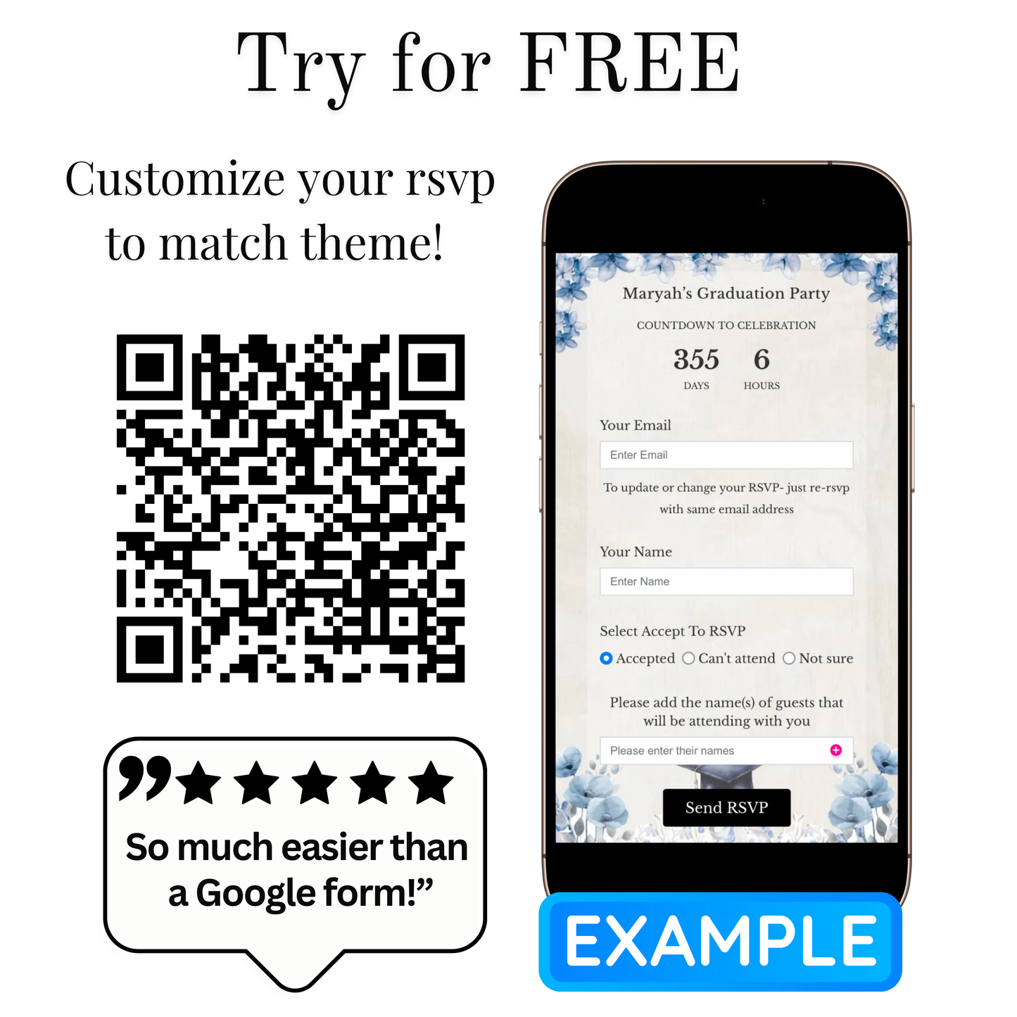 2026 Graduation Website Invitation | Spring Floral Canva Website RSVP Template with Music | Spring Floral for her