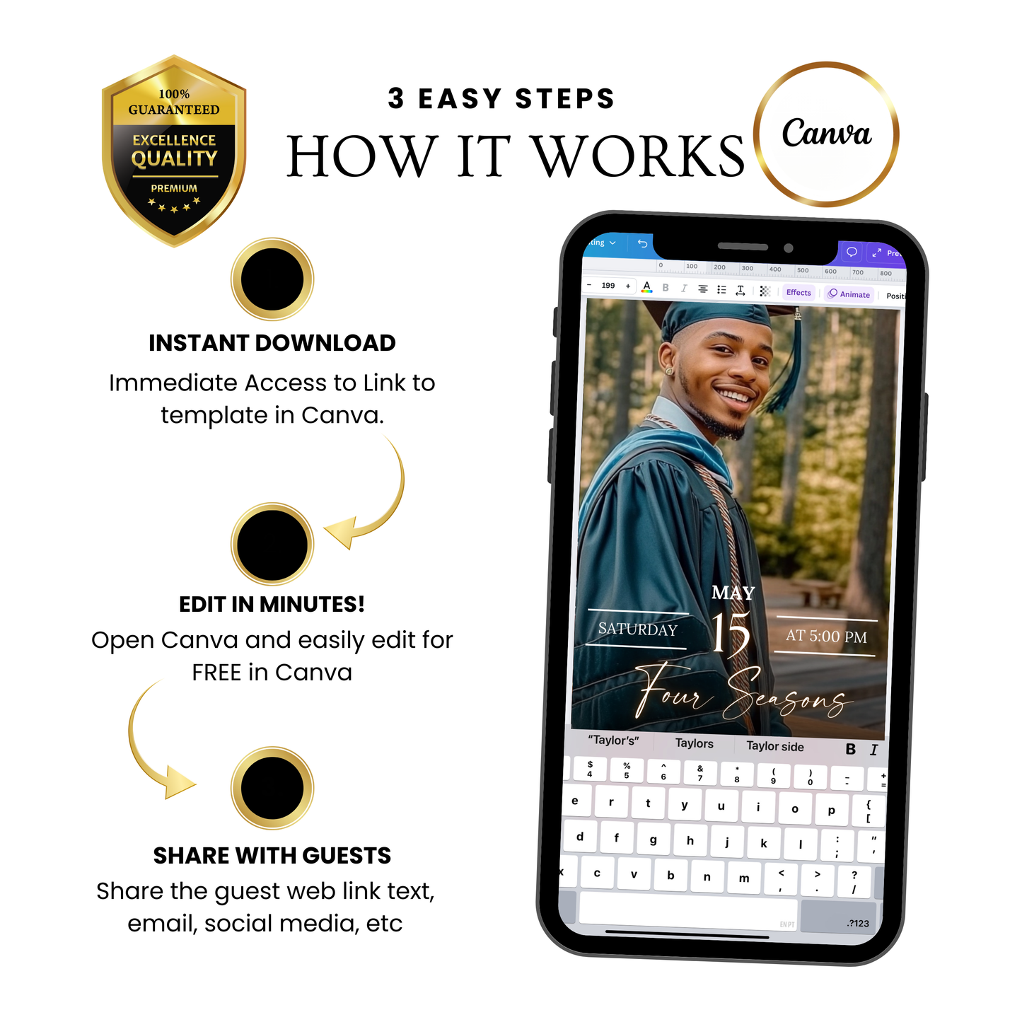 2026 Graduation Party Video Invitation | Digital Graduation RSVP Invite | Editable Online RSVP Evite Canva Template