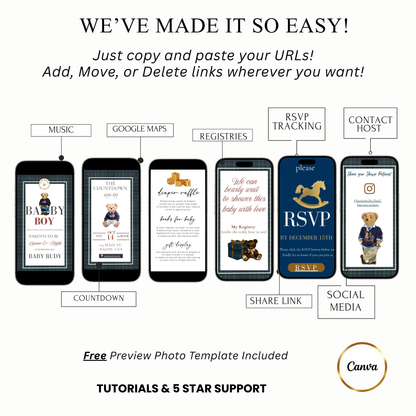 Polo Bear Baby Shower Invitation Website | Animated Baby Shower Invite with Rsvp tracking