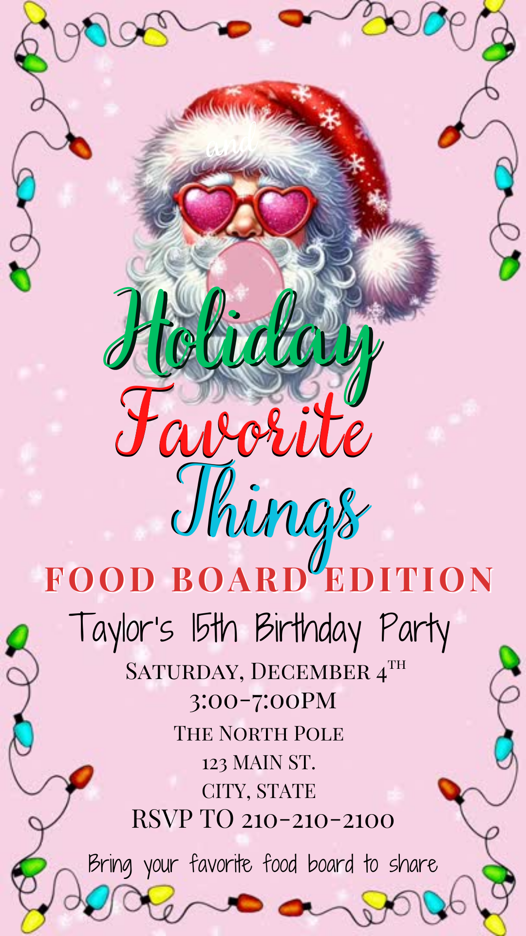 Editable Santa Bubble digital invite displayed on smartphone
