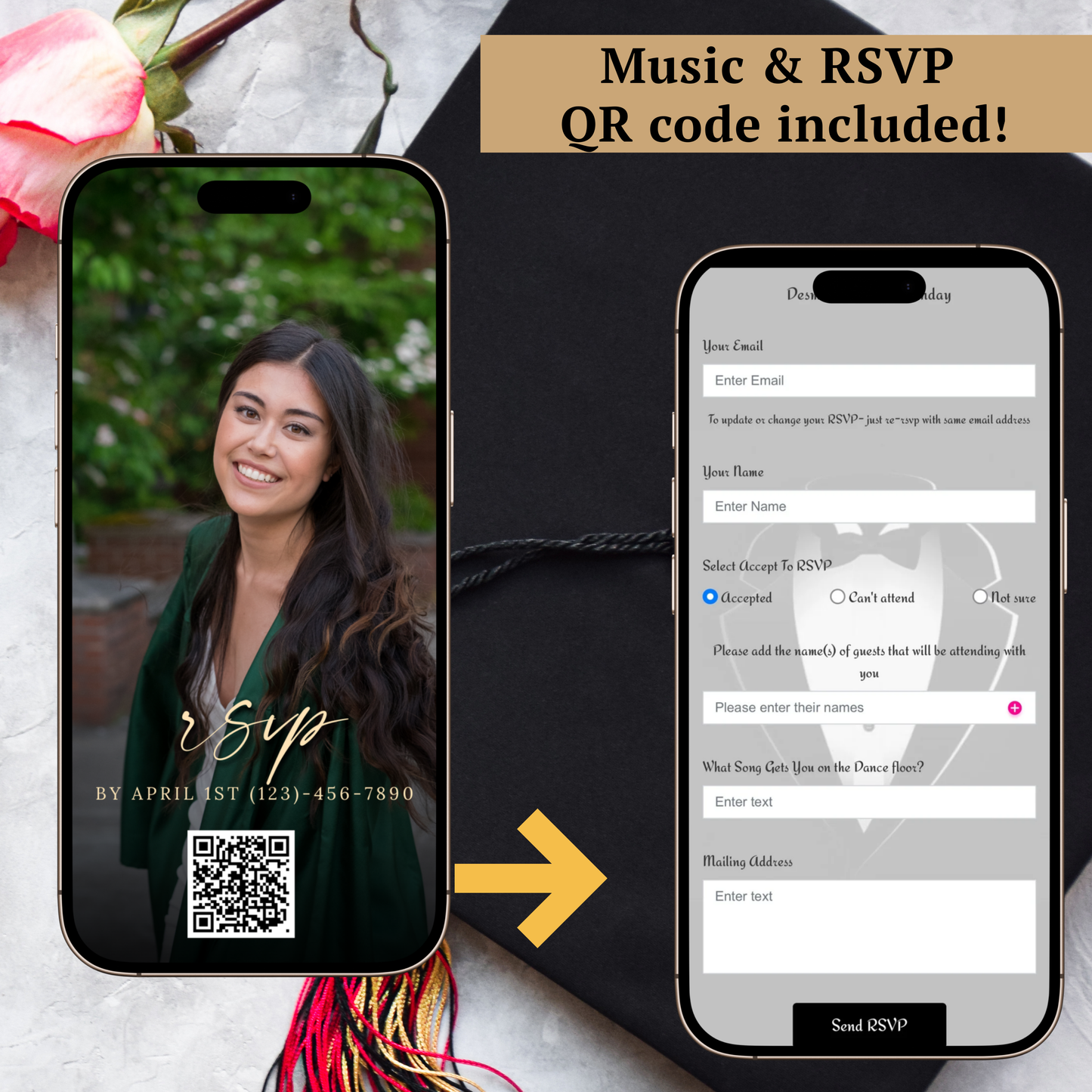 2026 Graduation Party Video Invitation | Digital Gold Graduation Invite | Editable Online RSVP Evite Canva Template
