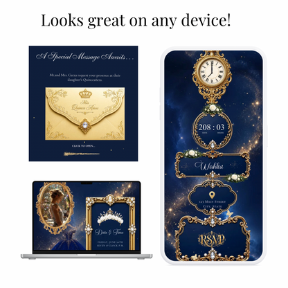 Navy and Gold Website Invitation with RSVP tracking