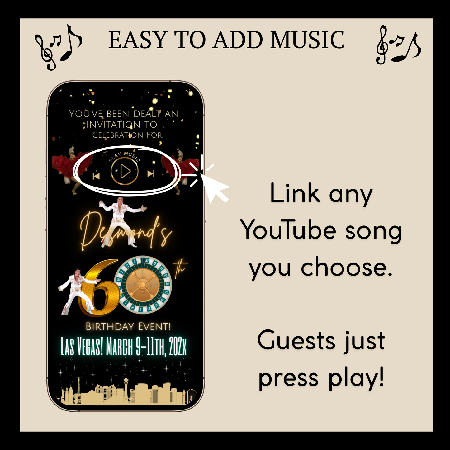 Las Vegas Website Invitation | Las Vegas RSVP Itinerary Website | Canva Website Template