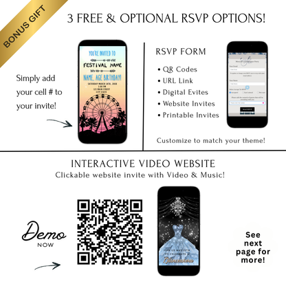 Editable Coachella Video Invitation | Mobile Music Festival Birthday Animated Invite | Canva Video Evite Template