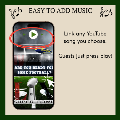 Super Bowl LX Video Invitation and RSVP Website | Game Day Party Invite | Digital Football Invite Template