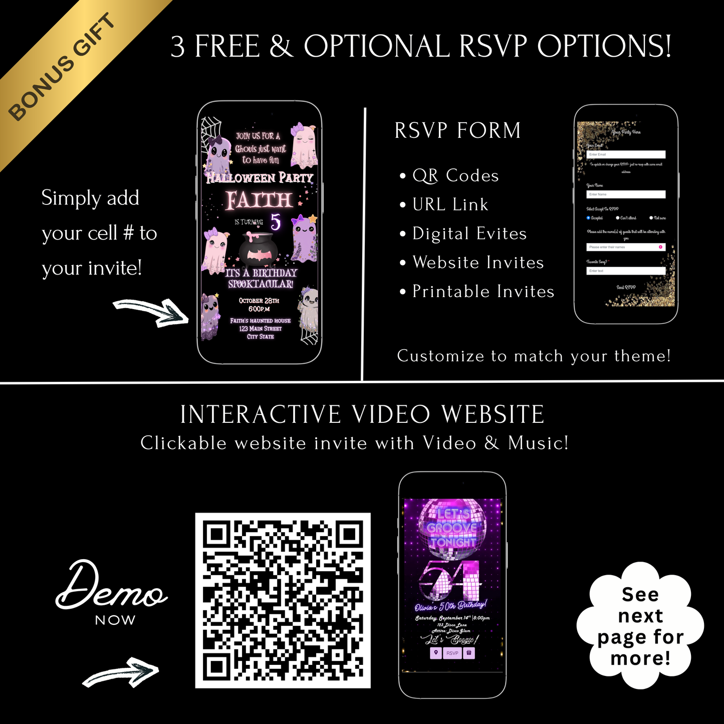 Halloween Video Invitation | Pink Ghost Animated Editable Halloween Party Mobile Evite