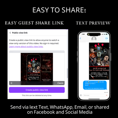 Halloween Video Invitation | Animated Halloween Digital Evite | Editable Canva Invite Template