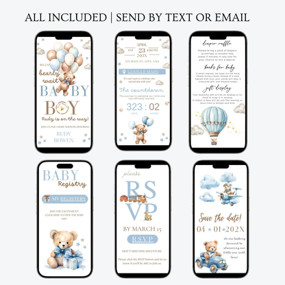 Bearly Wait Baby Shower Baby Shower Website Invite | Webpage with Music and RSVP | Baby Shower Canva Website Template