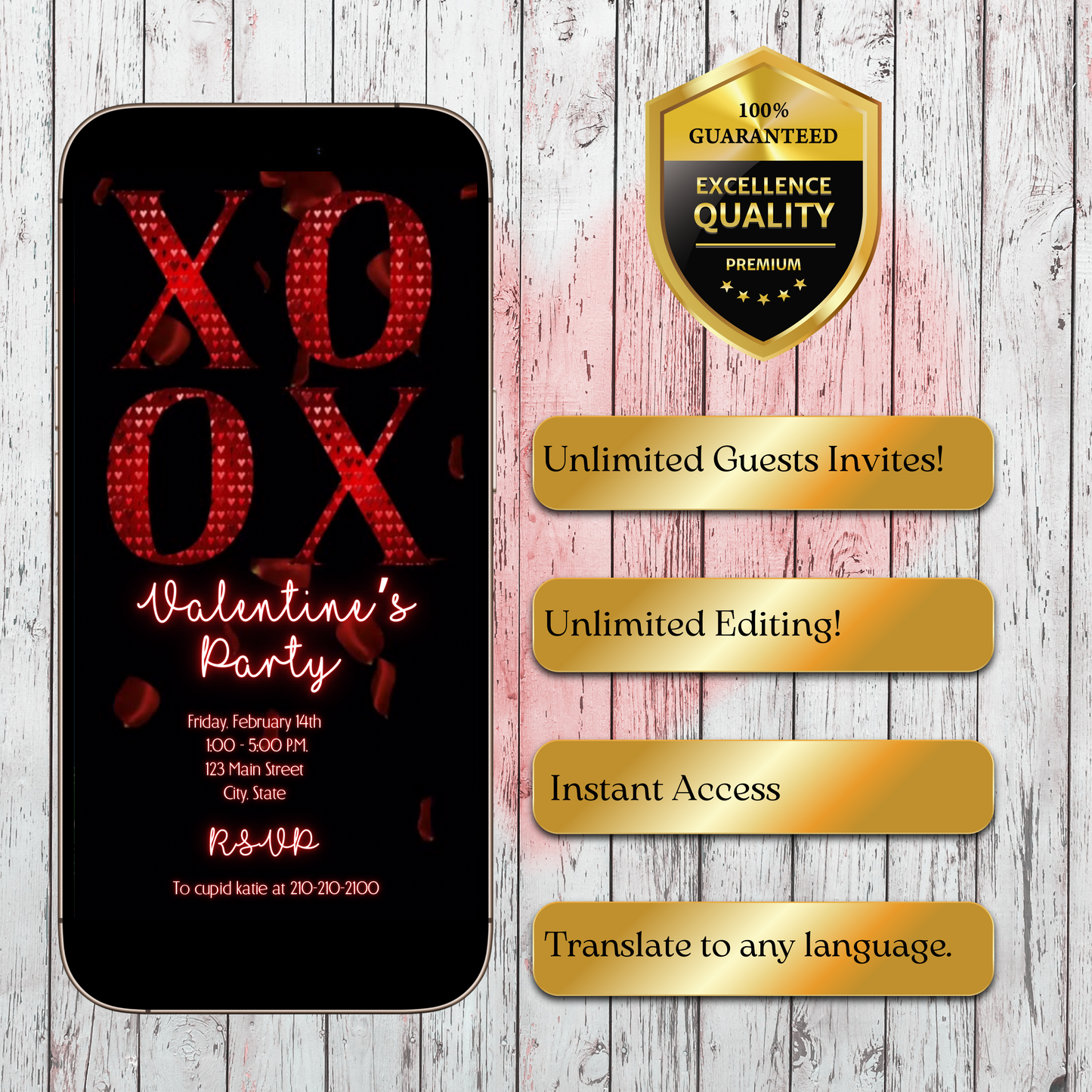 Valentines Day Party Video Invitation | Digital Galentines Day Invite | Editable Canva Evite Template