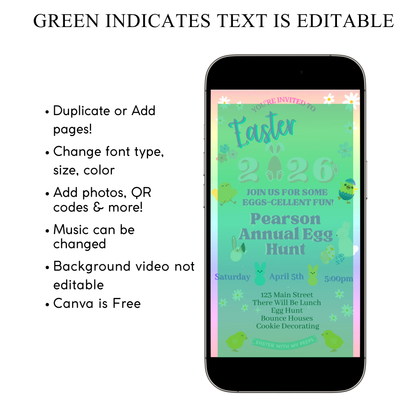 Editable Easter Video Invitation, Party with my Peeps Animated Invite, Digital Canva Template