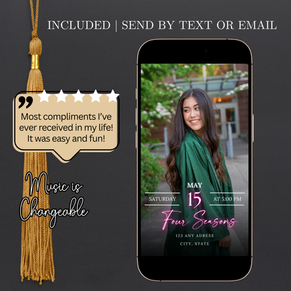 2026 Graduation Video Invitation | Pink Animated Graduation Invite | Editable Canva Template