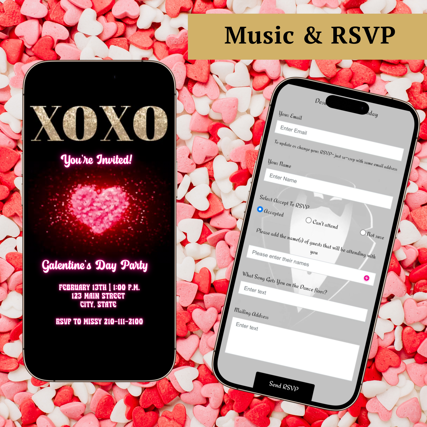 Valentines Day Party Video Invitation | Digital Galentines Animated Invite | Editable Canva Evite Template