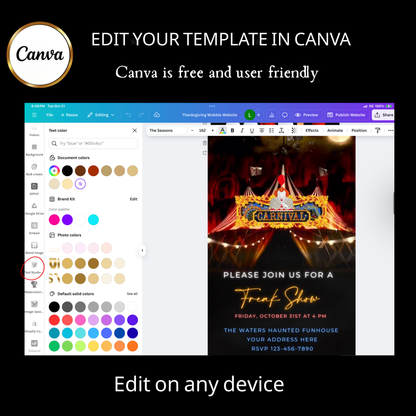 Halloween-Videoeinladung, animierte Karnevalseinladung, bearbeitbare mobile Halloween-Partyeinladung