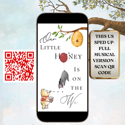 Klassische Winnie-Puuh-Babyparty-Videoeinladung | Geschlechtsneutrales Design | Digitale Babyparty-Einladung | Online-Vorlage zum Bearbeiten