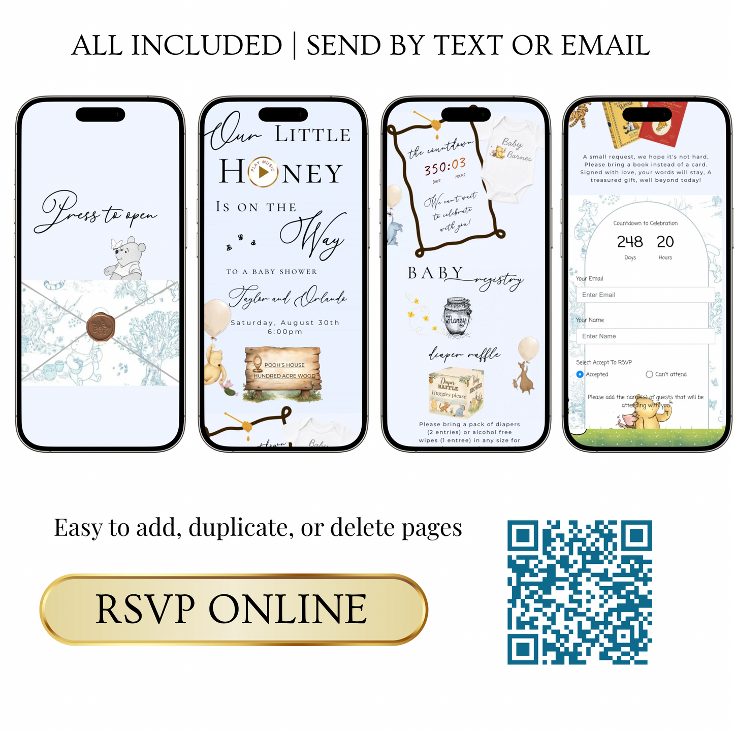 Winnie the Pooh Baby Shower Invite Website with RSVP