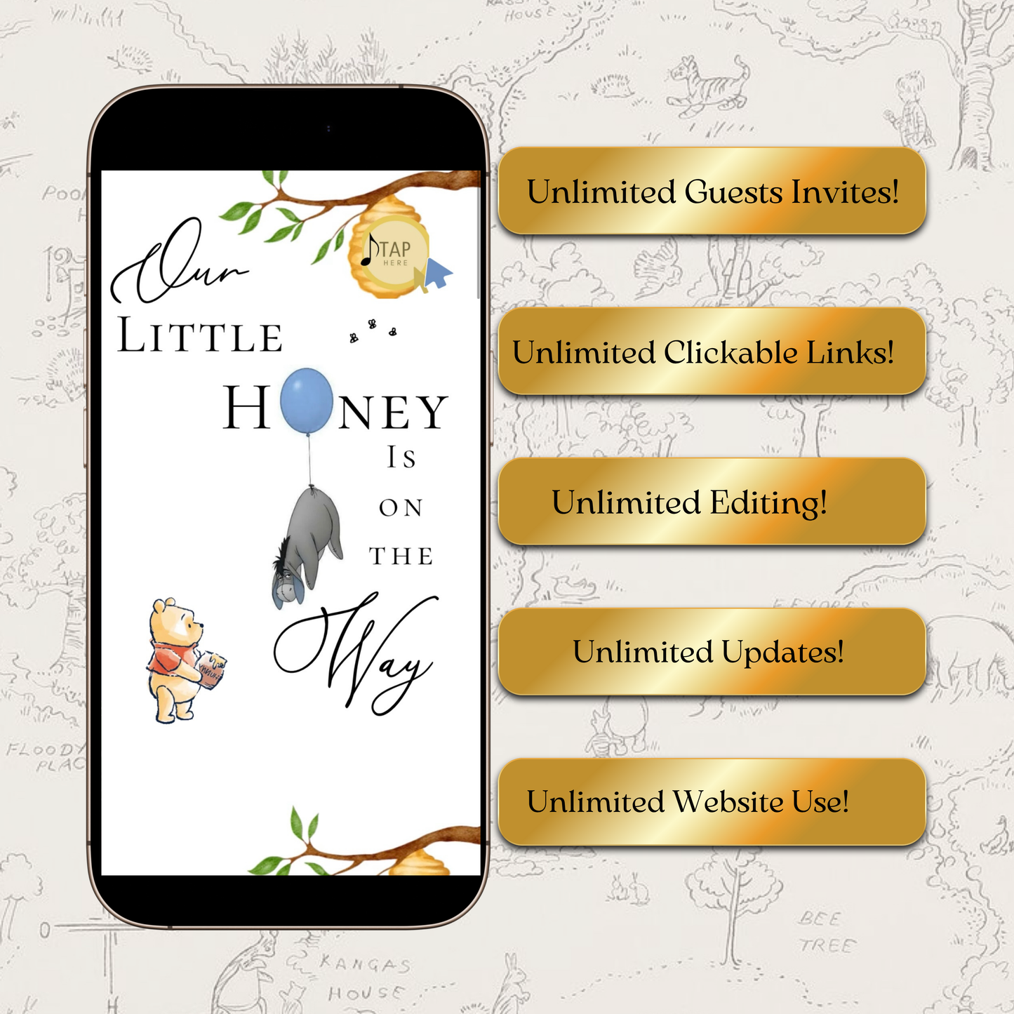 Winnie the Pooh Baby Shower Invite Website with RSVP