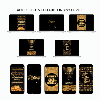 Gold Disco Party Video Invitation Glam Dance Night Evite |  Soul Train Animated Evite