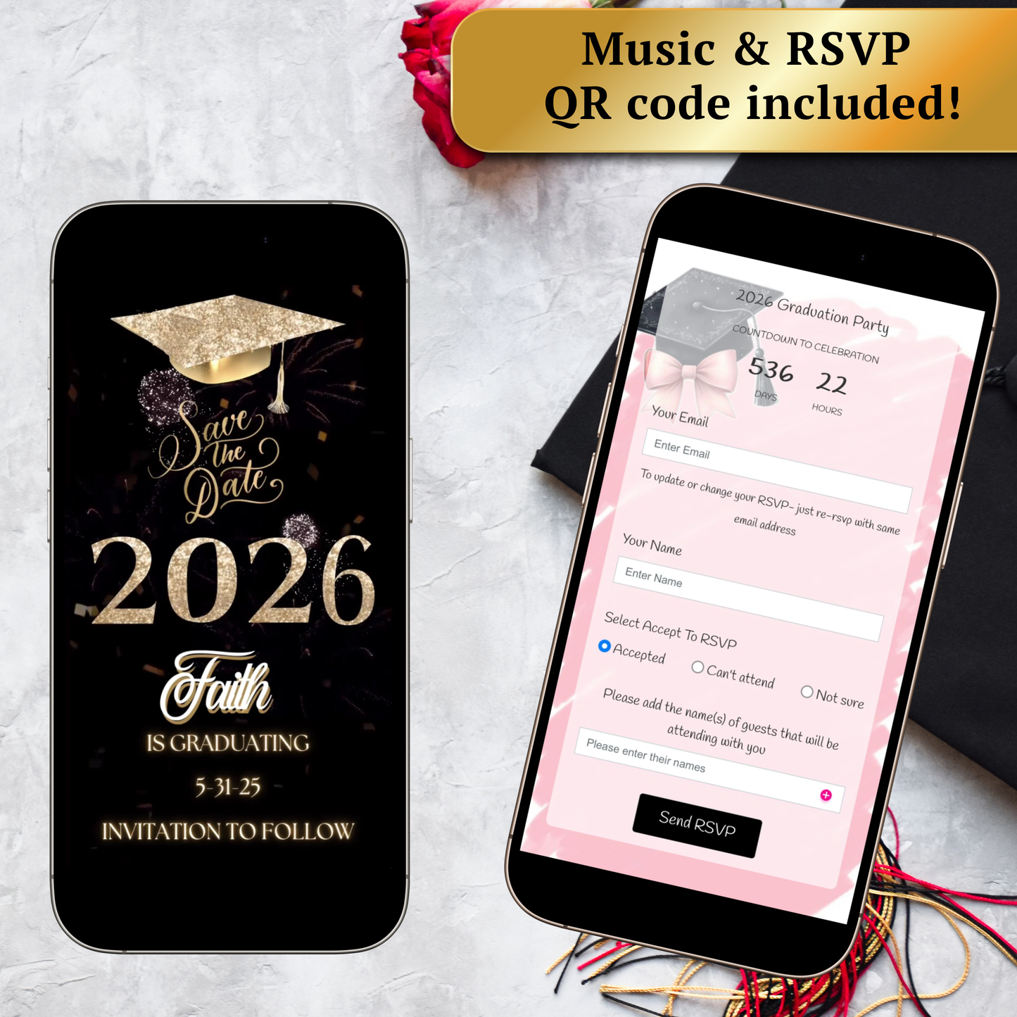 2026 Graduation Party Video Invitation | Digital Graduation Invite | Editable Online RSVP Evite Canva Template